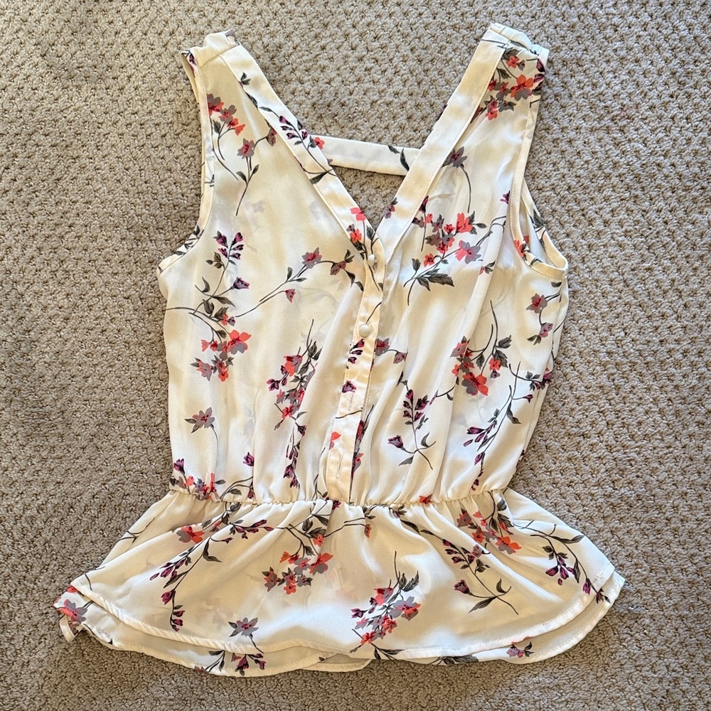 Sienna Sky Floral V-Neck Blouse - Cream and Red